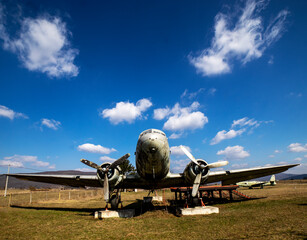 abandoned dc3 plane on a meadow in the central part of croatia