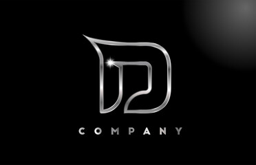 D grey metallic alphabet letter logo for business template. Professional metal icon design for identity and lettering