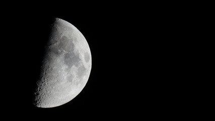 Half moon seen with telescope