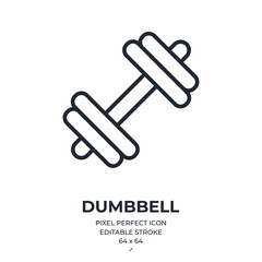 Dumbbell editable stroke outline icon isolated on white background flat vector illustration. Pixel perfect. 64 x 64.