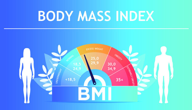 Body mass index and fitness exercise concept. Obese chart scales isolated flat vector illustration. Body mass index control abstract concept. Trying to control body weight with BMI.Web banner Template