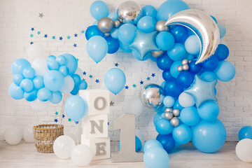 Blue decor for birthday party