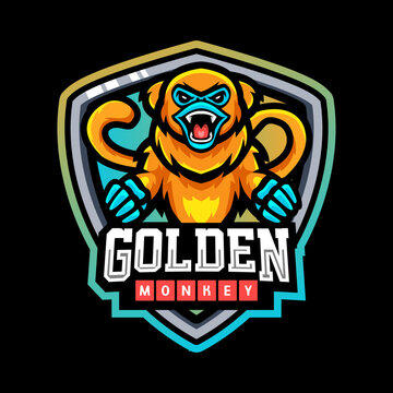 Golden monkey mascot. esport logo design