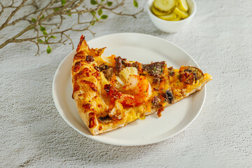 delicious pizza on a white plate