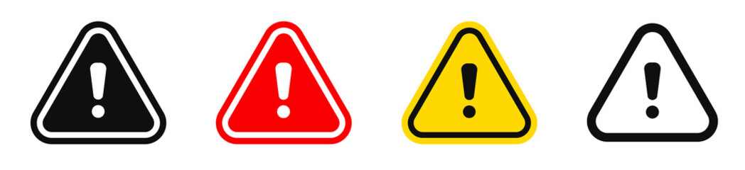 Caution Warning signs vector set isolated. Caution signs . Danger symbols. Exclamation mark icon. Vector illustration