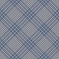 Check pattern tweed in blue and white. Seamless pixel textured dog tooth tartan plaid glen graphic for jacket, coat, skirt, dress, other modern spring autumn winter fashion fabric design.