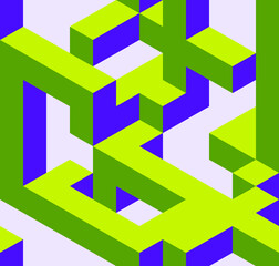 Seamless pattern purple with green maze vector