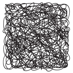 Obraz premium Chaos pattern on white. Abstract texture. Chaotic lines. Intricate wallpaper. Hand drawn dinamic scrawls. Black and white illustration. Background with waves. Art creation