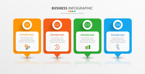 Business infographic design template with 4 options, steps or processes. Can be used for workflow layout, diagram, annual report, web design