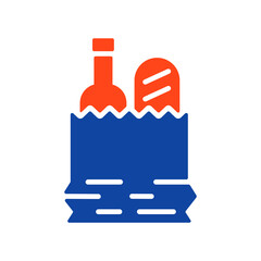 Paper bag with food vector glyph icon