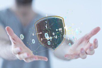 Information technology protected with firewall, secure access and encryption against cyber
