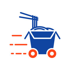 Wheeled wok box flat vector glyph icon