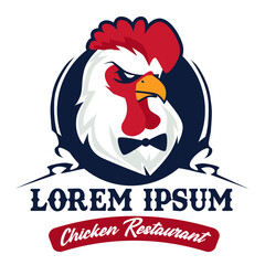 Chicken restaurant logo cartoon in vector