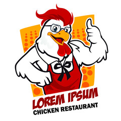 Chicken restaurant logo cartoon in vector