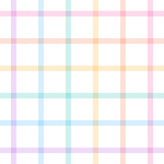 Plaid pattern tattersall. Pastel spring summer check tartan vector for Easter holiday design. Seamless simple light background for blanket, duvet cover, scarf, other modern fashion textile print. - 446612408