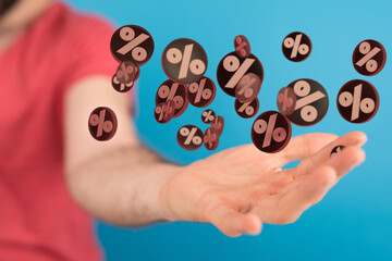 Sale percent discount % text on white background. clearance sale