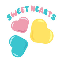 set of babies hearts as a decor for children's set and items, vector illustration. Text, sweet hearts babies