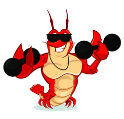 lobster muscle cartoon in vector