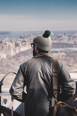 Tourist enjoying in New York City panoramic view.
