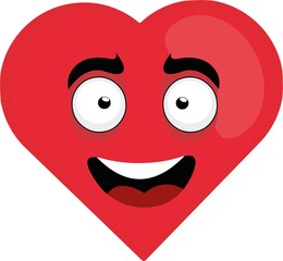 Vector emoticon illustration of a cartoon character in the shape of a heart