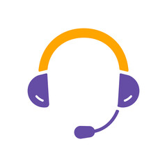 Headset. Headphones with microphone flat vector icon