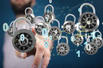 Information technology protected with firewall, secure access and encryption against cyber