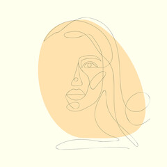 image of a young girls face in the style one line art