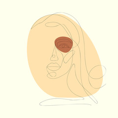 image of a young girls face in the style one line art
