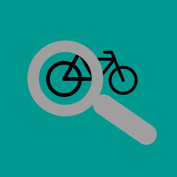 Fahrrad Inspektion - Symbolicon mit Lupe und Rad