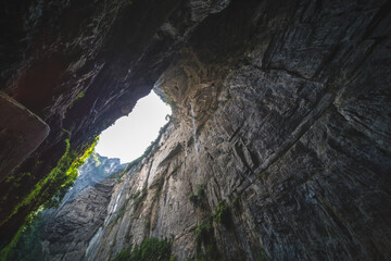 Massive vertical rock walls in Wulong National Park