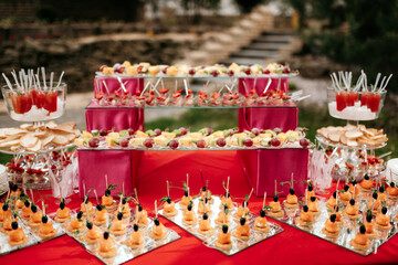 bright buffet with snacks in colorful Maracan style