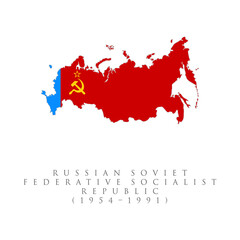 Russian Soviet Federative Socialist Republic Flag (1954–1991) Flag Map. Soviet Union Flag vector illustration