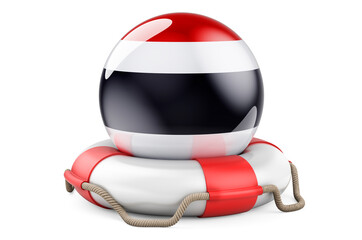 Lifebelt with Thai flag. Safe, help and protect of Thailand concept. 3D rendering