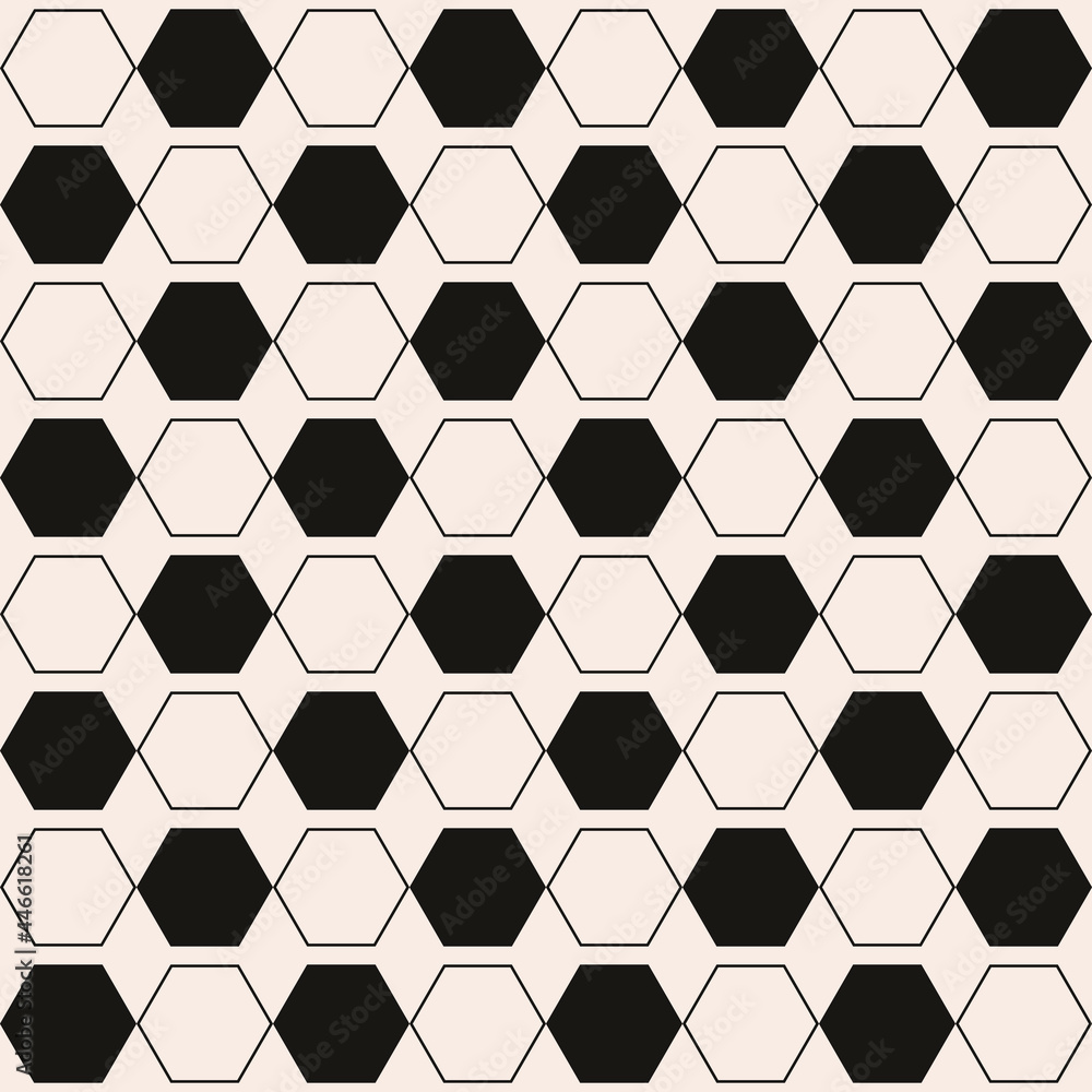 Poster hexagonal checker board. vector seamless cells.