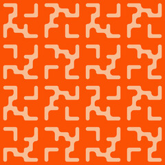 Orange maze repeated shape. Vector.