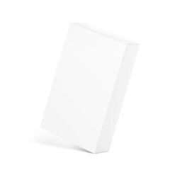 Realistic blank cardboard packaging box mockup. Vector illustration isolated on white background. Can be use for medicine, food, cosmetic and other. Ready for your design. EPS10.	