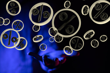 Blurred sale background percent 3d