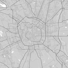 Urban city map of Milan. Vector poster. Black grayscale street map.