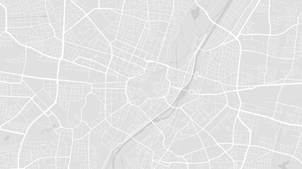 Obraz premium White and light grey Munich City area vector background map, streets and water cartography illustration.