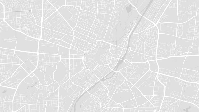 White and light grey Munich City area vector background map, streets and water cartography illustration.