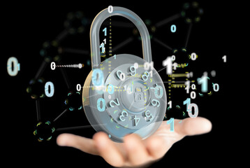 cybersecurity and information or network protection 3d