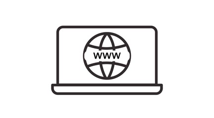 Obraz premium Internet Icon. Vector black and white editable isolated illustration of a laptop with internet sign