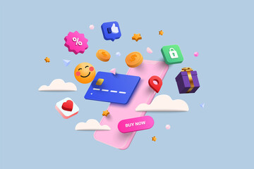 Modern 3d illustration of Online shopping concept