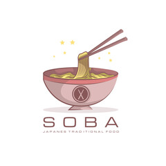 Noodle Icon Logo Design Illustration