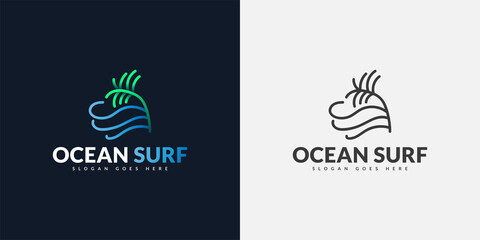 Blue Ocean and Green Palm Logo Design for Travel or Tourism Industry