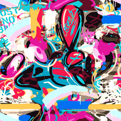 Naklejka premium Graffiti pattern, street art, colorful pattern