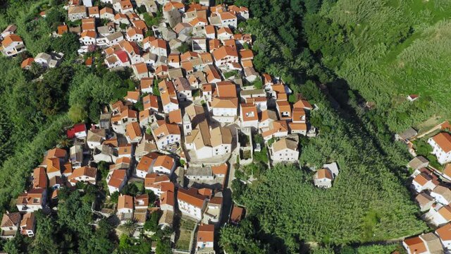 Aerial view of the Susak town, the Adriatic Sea in Croatia
