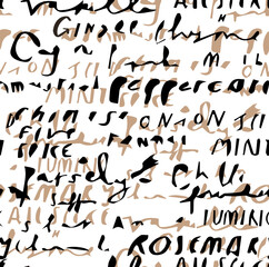 Seamless handwriting, abstract letters, brush effects, graffiti pattern