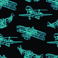 Seamless abstract vector pattern with planes for textiles, fabric, graphic tees, kids wear and more
