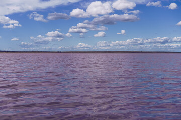 pink salty lake landscape